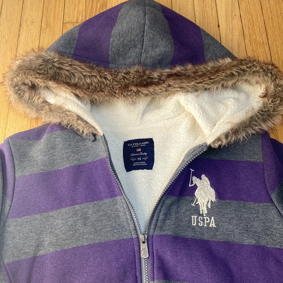 US Polo Assn. Junior's Striped Fleece Hoodie - Picture 4 of 11